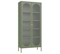 HAPPY GARDEN Armoire vitrine métal vert kaki YASMINE 80x35x180 cm
