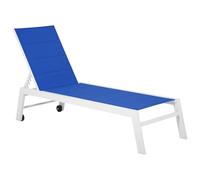 Happy Garden Bain de Soleil Barbados en textilène Bleu et Aluminium Blanc. Transat d'extérieur Multi Position.