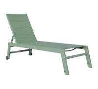 Happy Garden Bain de Soleil Barbados en textilène et Aluminium Vert Sauge. Transat d'extérieur Multi Position.