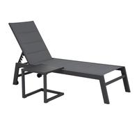 Set Bain De Soleil Et Table D'appoint Barbados En Textilène Gris - Aluminium Gris Anthracite Gris