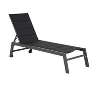 Happy Garden Bain de Soleil Barbados en textilène Noir et Aluminium Noir. Transat d'extérieur Multi Position.