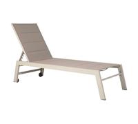 Happy Garden Bain de Soleil Barbados en textilène Taupe et Aluminium Taupe. Transat d'extérieur Multi Position.
