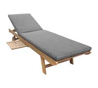 Happy Garden Bain de Soleil Pliant en Acacia KANAWA avec Tablette coulissante - Coussin Gris