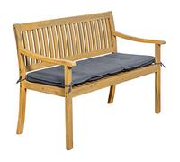 Happy Garden Banc de Jardin Aruba en Acacia avec Coussins Gris. Banc d'extérieur pour 2 Personnes.