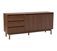 Happy Garden Buffet en Bois 160cm Sarah, 2 Portes, 3 tiroirs, Meuble intérieur avec 2 étagères, Bois foncé, supportant jusqu'à 150kg