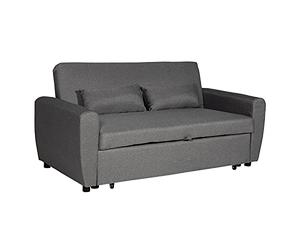 Happy Garden Canapé Droit Convertible Matt 2 Places Tissu Gris. Canapé avec Dossier inclinable et Coussins