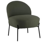 Happy Garden Chaise HELMI, Fauteuil d'appoint, Tissu Boucle Vert Kaki, piétement en métal