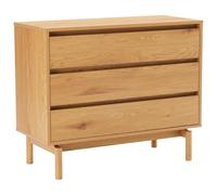 Happy Garden Commode en Bois Clair 90 cm Sarah, Meuble de Rangement 3 tiroirs, Style scandinave sur Pieds