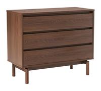 Happy Garden Commode en Bois foncé 90 cm Sarah, Meuble de Rangement 3 tiroirs, Style scandinave sur Pieds