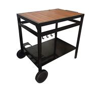 Happy Garden Desserte Aveiro Noire pour Plancha, Structure Acier et Plateau Bois, avec Roues et Poignée de Déplacement