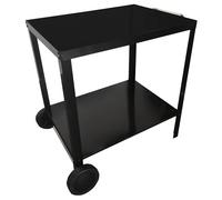 Happy Garden Desserte PORTIMAO Noire pour Plancha, Structure Acier et Plateaux Acier, avec Roues et Poignée de Déplacement