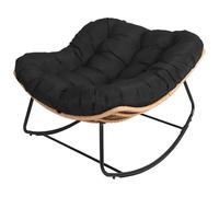 Happy Garden Fauteuil à Bascule Extérieur en Rotin Synthétique avec Coussin Noir - Résistant aux Intempéries - Confortable et Design - Cinta