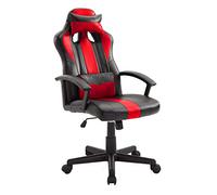 Happy Garden Fauteuil de Gamer Noir et Rouge Crash, Chaise Gaming, siège de Bureau Ergonomique avec Soutien Lombaire et Appui-tête, Pivotant et Hauteur réglable