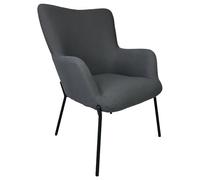 Happy Garden Fauteuil EIRA, en Tissu Boucle Gris, piétement en métal