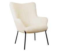 Happy Garden Fauteuil EIRA, en Tissu Bouclette écru, Effet Peau de Mouton, piétement en métal