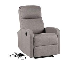 Happy Garden Fauteuil électrique inclinable Relax Gris. Fauteuil de Salon Relax en Tissu Gris avec Inclinaison électrique et Repose-Pieds.