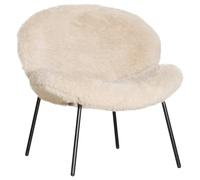 Happy Garden Fauteuil en Fausse Fourrure Beige Sacha - Chaise d'appoint 1 Place - Assise rembourrée - Structure Acier