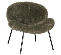 Happy Garden Fauteuil en Fausse Fourrure Vert Sacha - Chaise d'appoint 1 Place - Assise rembourrée - Structure Acier