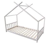 Happy Garden Lit cabane Enfant 190 x 90 cm en Bois de pin Blanc, avec sommier, tête et Pied de lit, Gaspard