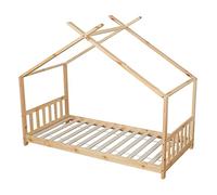 Happy Garden Lit cabane Enfant 190 x 90 cm en Bois de pin Naturel, avec sommier, tête et Pied de lit, Gaspard