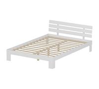 Happy Garden Lit FINN en Bois de pin 140x200cm Blanc avec tête de lit et sommier à Lattes