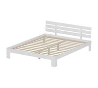 Happy Garden Lit FINN en Bois de pin 160x200cm Blanc avec tête de lit et sommier à Lattes