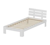 Happy Garden Lit FINN en Bois de pin 90x190cm Blanc avec tête de lit et sommier à Lattes