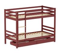 Happy Garden Lit superposé Enfant 190x90 cm Ambre Terracotta avec tiroirs - Structure en pin - Sommier à Lattes Inclus