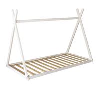 Happy Garden Lit tipi Blanc Valentin pour Enfant, de Dimensions 190x90cm, avec sommier à Lattes - Lit au Sol, Structure en Bois Blanc, Facile à Monter