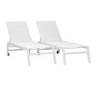 Happy Garden Lot de 2 Bains de Soleil Barbados en textilène Blanc et Aluminium Blanc. Transat d'extérieur Multi Position.
