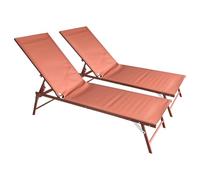 Happy Garden Lot de 2 Bains de Soleil pliants Sicilia en textilène et Structure Terracotta. Bain de Soleil d'extérieur en Acier 5 Positions.