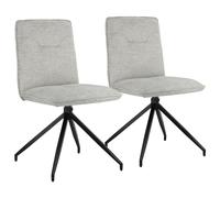 Happy Garden Lot de 2 chaises AREN en Tissu Beige, Rembourrage Mousse, Pieds en Acier Noir, Chaise Salle à Manger