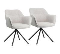 Happy Garden Lot de 2 chaises Danna en Tissu Gris, Rembourrage Mousse, Pieds en Acier Noir - Confortables et élégantes, idéales pour Votre Salle à Manger ou Bureau, Design Moderne et Robuste