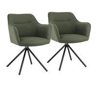 Happy Garden Lot de 2 chaises Danna en Tissu Vert, Rembourrage Mousse, Pieds en Acier Noir - Confortables et élégantes, idéales pour Votre Salle à Manger ou Bureau, Design Moderne et Robuste