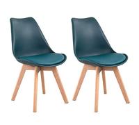 Happy Garden Lot de 2 chaises de Salle à Manger Style scandinaves Nora Bleues avec Coussin, chaises de Cuisine, chaises rembourrées, Pieds en Bois de hêtre Massif