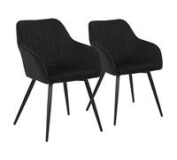 Happy Garden - Lot de 2 chaises BERTILLE - Velours rembourré, pieds métal noir - Noir