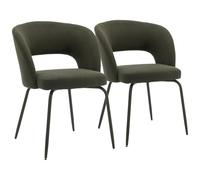 Happy Garden Lot de 2 chaises Flavia en Tissu Boucle Vert, Rembourrage Mousse, Pieds en Acier