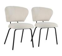 Happy Garden Lot de 2 chaises Nilsa en Velours côtelé Beige, Rembourrage Mousse, Pieds en Acier