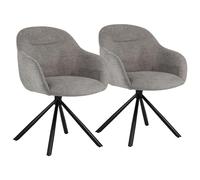 Happy Garden Lot de 2 chaises SAFFI en Tissu Gris, Rembourrage Mousse, Pieds en Acier Noir - Parfait pour la Salle à Manger ou Le Bureau