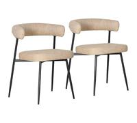 Happy Garden Lot de 2 chaises Thea Jaune chiné - Assise rembourrée en Mousse - Structure et Pieds en Acier Noir