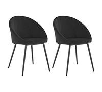 Happy Garden Lot de 2 chaises Vintage Diane en Velours Noir, Pieds en métal