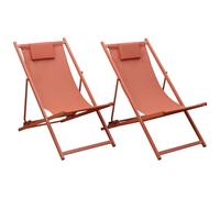 Happy Garden Lot de 2 chiliennes Cyprus en textilène et Structure en Aluminium Terracotta - Transats avec Coussin Repose-tête - Idéal pour Jardin, Terrasse et Patio