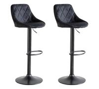 Lot de 2 tabourets de bar en velours noir ROBIN Noir