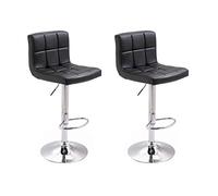 Happy Garden Lot de 2 tabourets de Bar Noir Mike. Chaise de Cuisine au Design Moderne avec Assise réglable en Hauteur, Rotation à 360° et Repose-Pieds. Tabourets avec Dossier Noir.