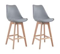 Lot De 2 Tabourets Scandinaves Sven Gris Avec Coussin Gris
