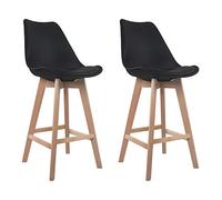 Lot de 2 tabourets scandinaves SVEN noir avec coussin