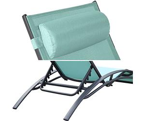 Happy Garden Lot de 2 transats Galapagos en textilène Vert d'eau/Structure Anthracite. Bain de Soleil d'extérieur Multi Positions.