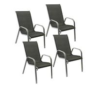 Happy Garden Lot de 4 chaises de Jardin Marbella - Textilène et Aluminium Gris