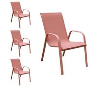 Lot De 4 Chaises Marbella En Textilène Terracotta - Aluminium Terracotta Orange