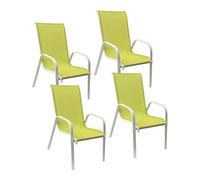 Lot De 4 Chaises Marbella En Textilène Vert - Aluminium Blanc Vert